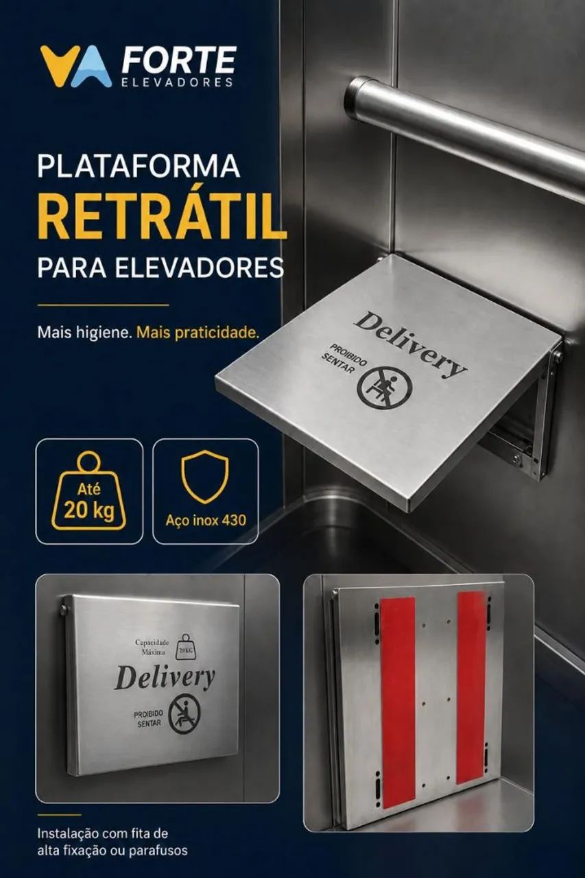 Bandeja Retrátil para Elevador - Suporte para Delivery