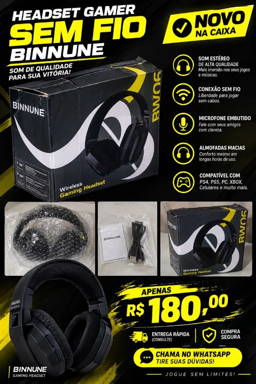 HEADSET BINNUNE BW06 SEM FIO