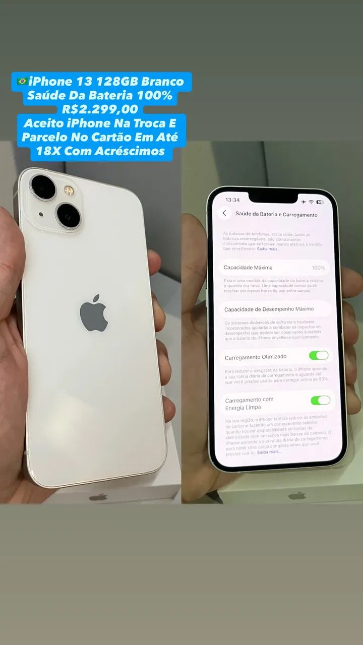 iPhone 13 128GB - Saúde Da Bateria 100% (Usado)