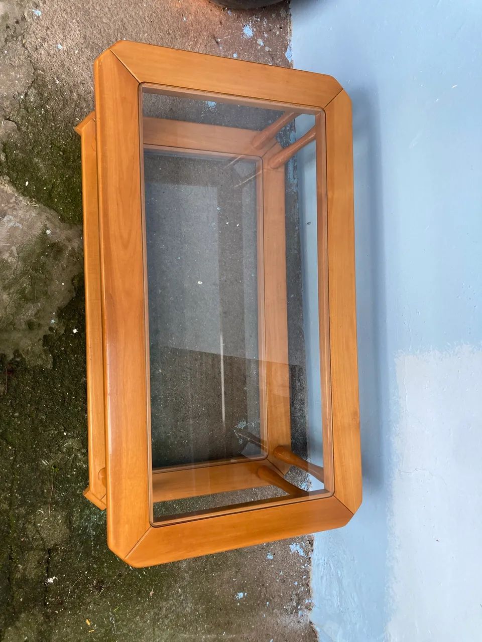 Mesa de Centro Retangular em Madeira Maciça com 2 Andares de Vidro - Foto 3