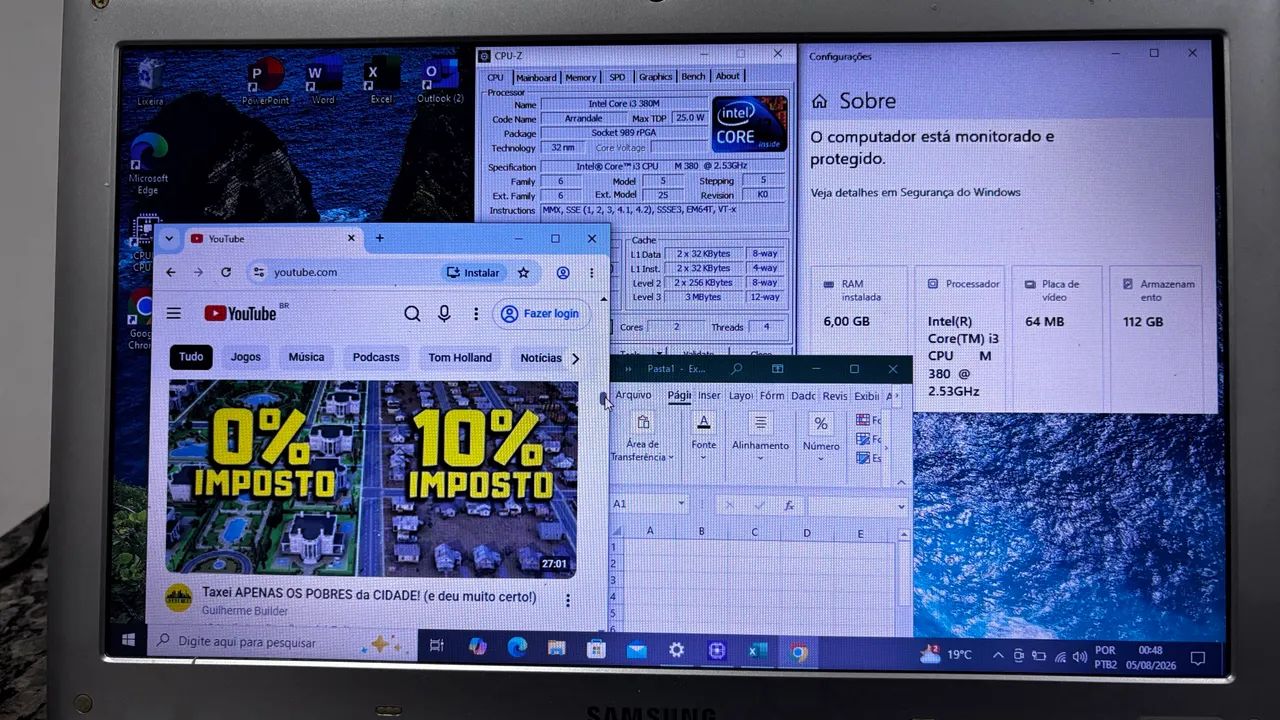 Notebook Samsung i3 de 2.53 ghz com Ssd 120 com 6gb ddr3 c windows 10 e Office 24 - Foto 3
