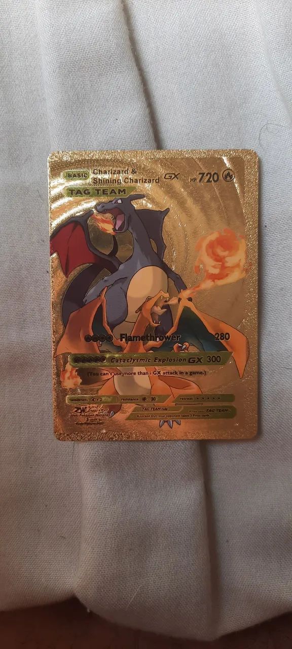 Fan-cards Pokemon dourado Charizard e Arcanine - Foto 2