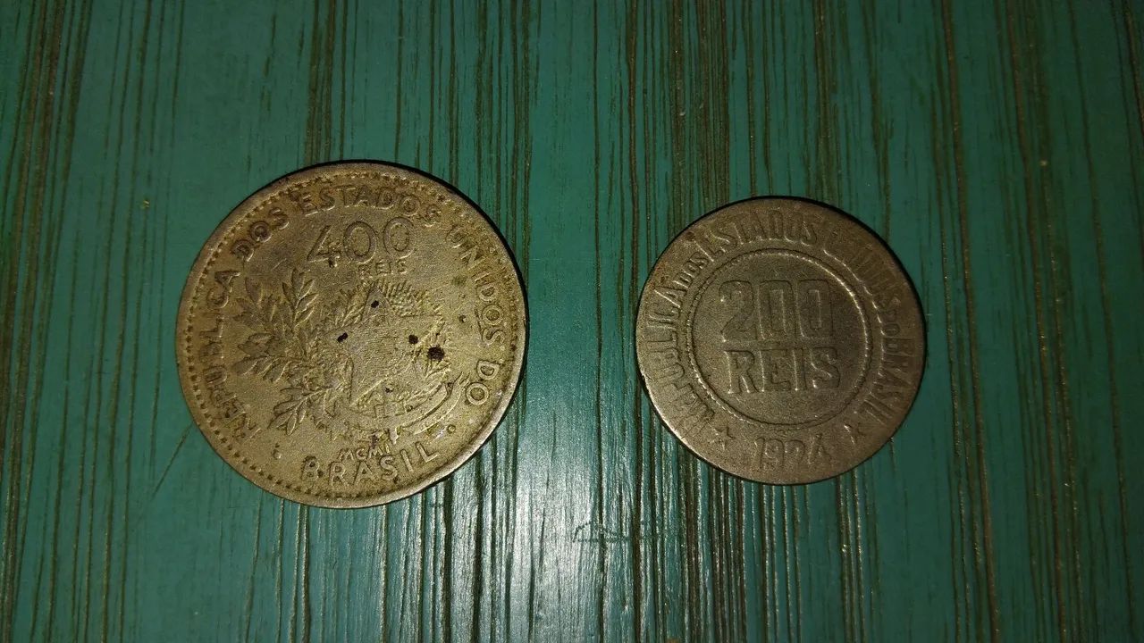 Moedas de 400 e 200 Reis de 1924 - Foto 2