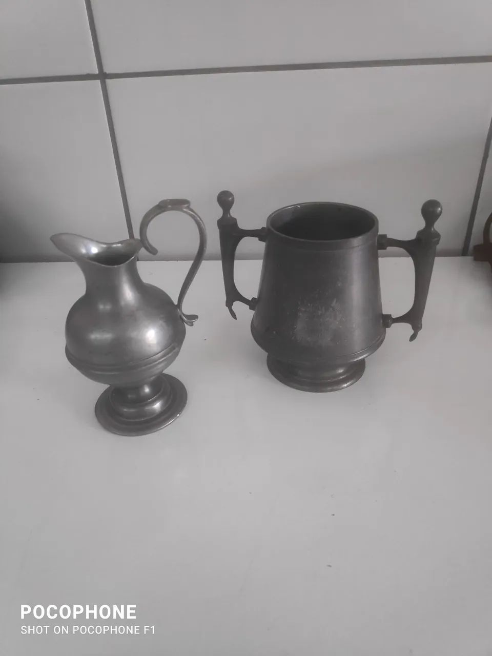  2 Peças antiga em estanho 