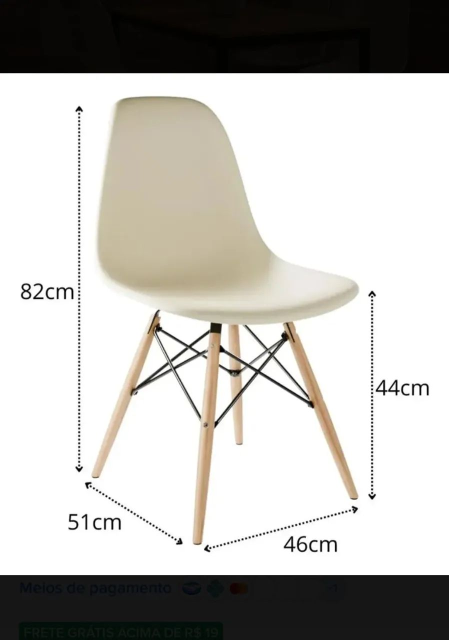 Kit Mesa Jantar 4 Cadeiras Eames Set Vintage Cozinha Sala - Foto 3