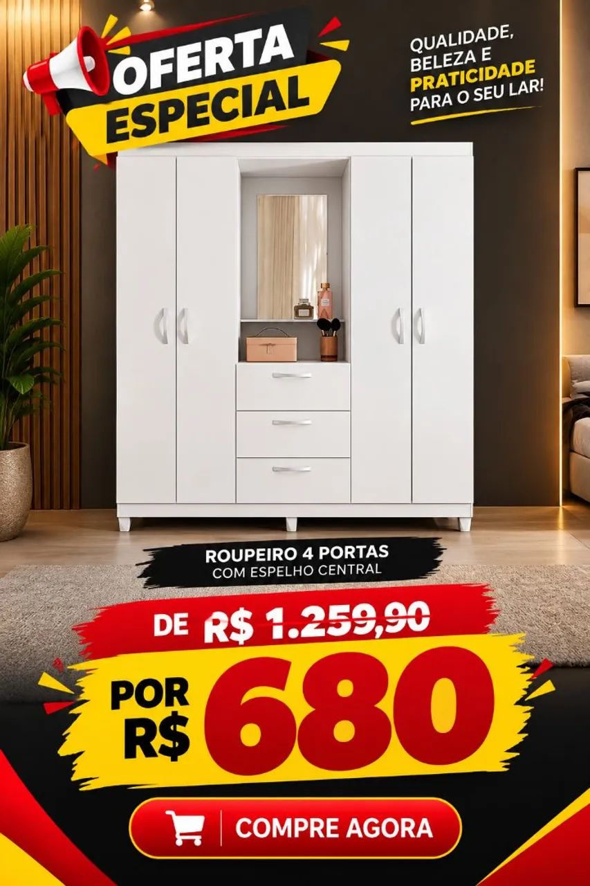 Guarda-roupa 4P C/ Espelho
