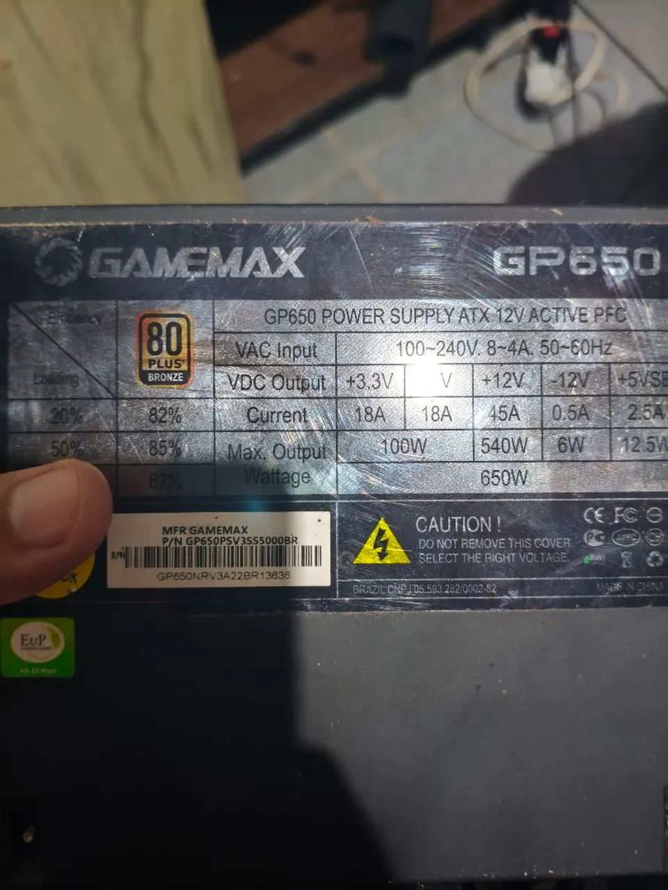 Fonte gamemax 650 wts 80plus bronze