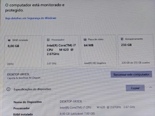 Notebook Laptop Intel Core I7 M620 8GB DDR3 (2X4GB)  - Foto 2