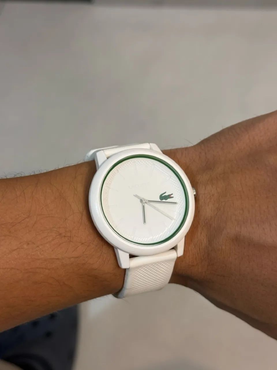 Relógio Lacoste Branco pulseira borracha