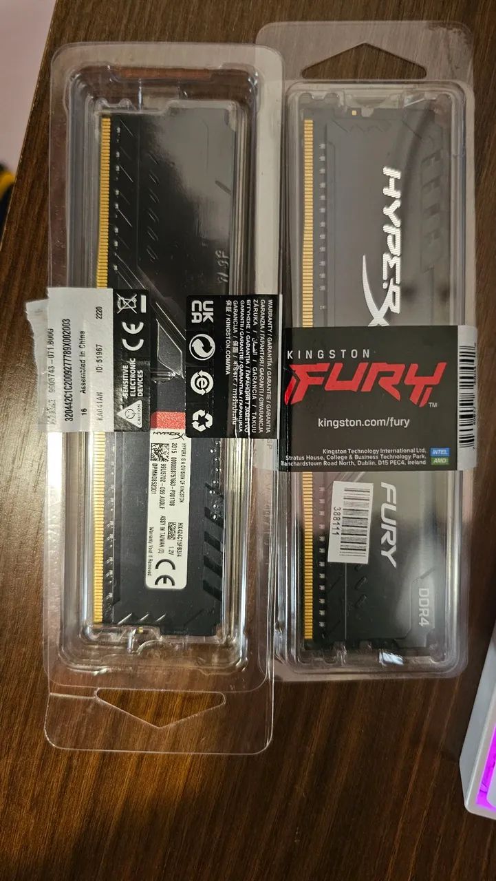 Memória Ram 2x4gb Hyperx Fury ddr4