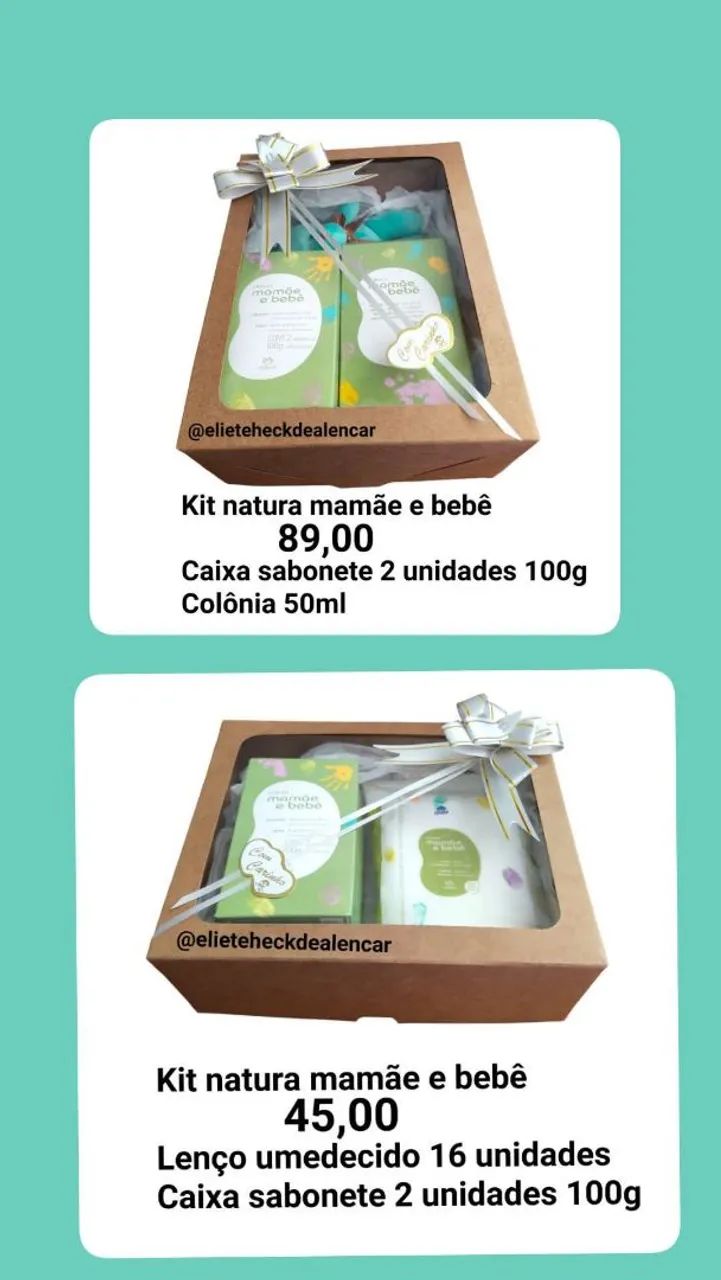 Kits presentes natura mamãe e bebê 