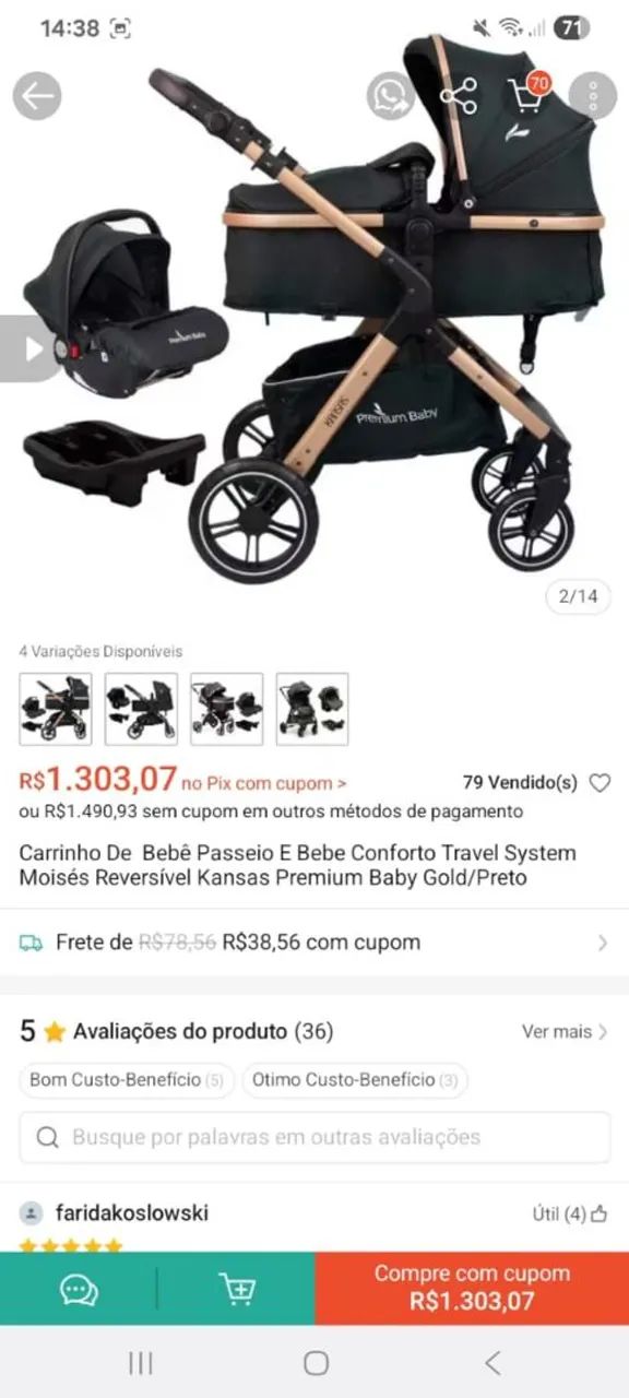 Carrinho de bebê e bebê conforto. - Foto 5