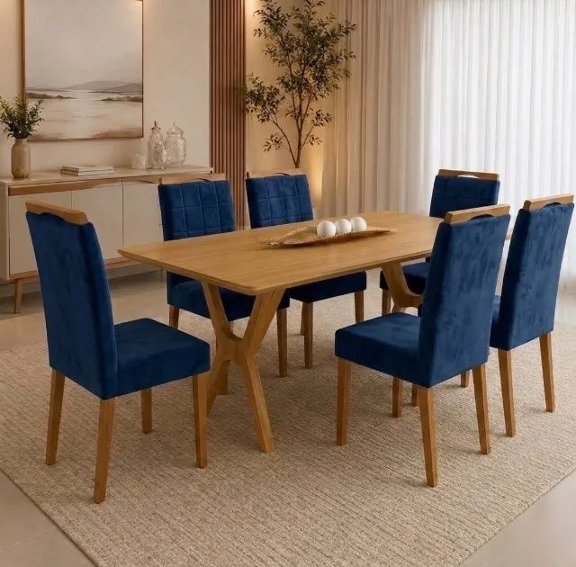 Conjunto Mesa e 6 Cadeiras Cinazuris 180 cm