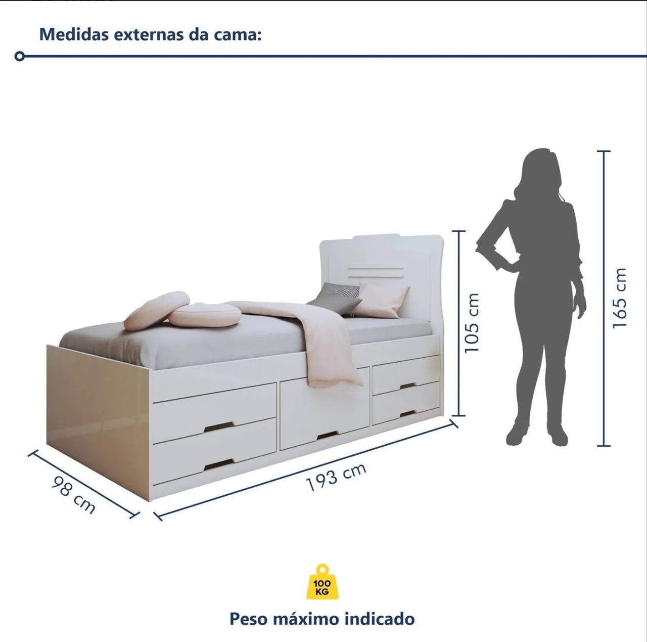 Cama Solteiro Com 5 Gavetas - Foto 5