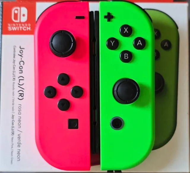 Controles Joy-Con rosa neon e verde neon Nintendo Switch - Foto 2
