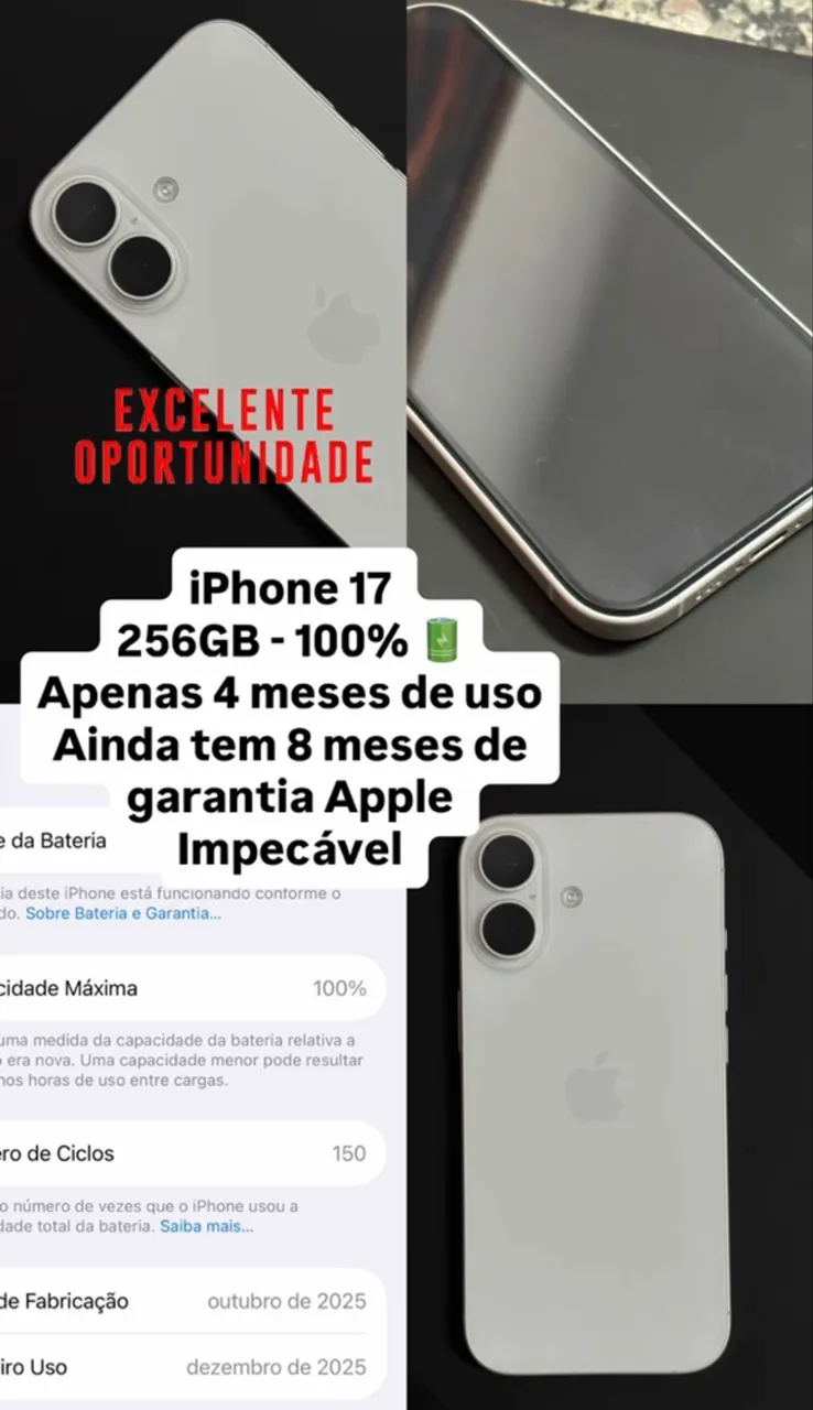 iPhone 17 256GB Branco - novo na caixa - Celulares e Smartphones
