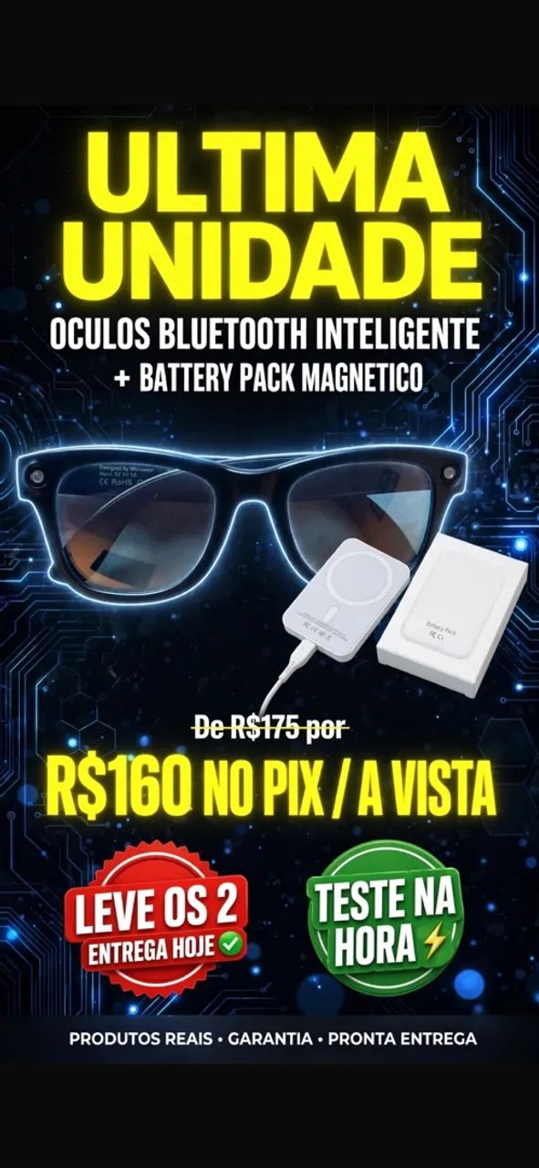 Carregador iPhone + Óculos Bluetooth