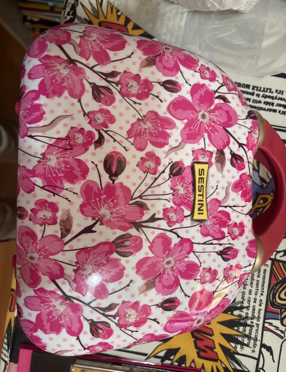 bolsa de mão sestini estampada rosa