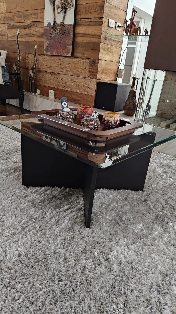 Mesa de centro madeira e vidro - Foto 2