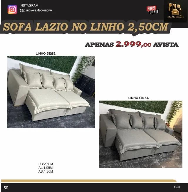 SOFA LAZIO 2,50 EM LINHO
