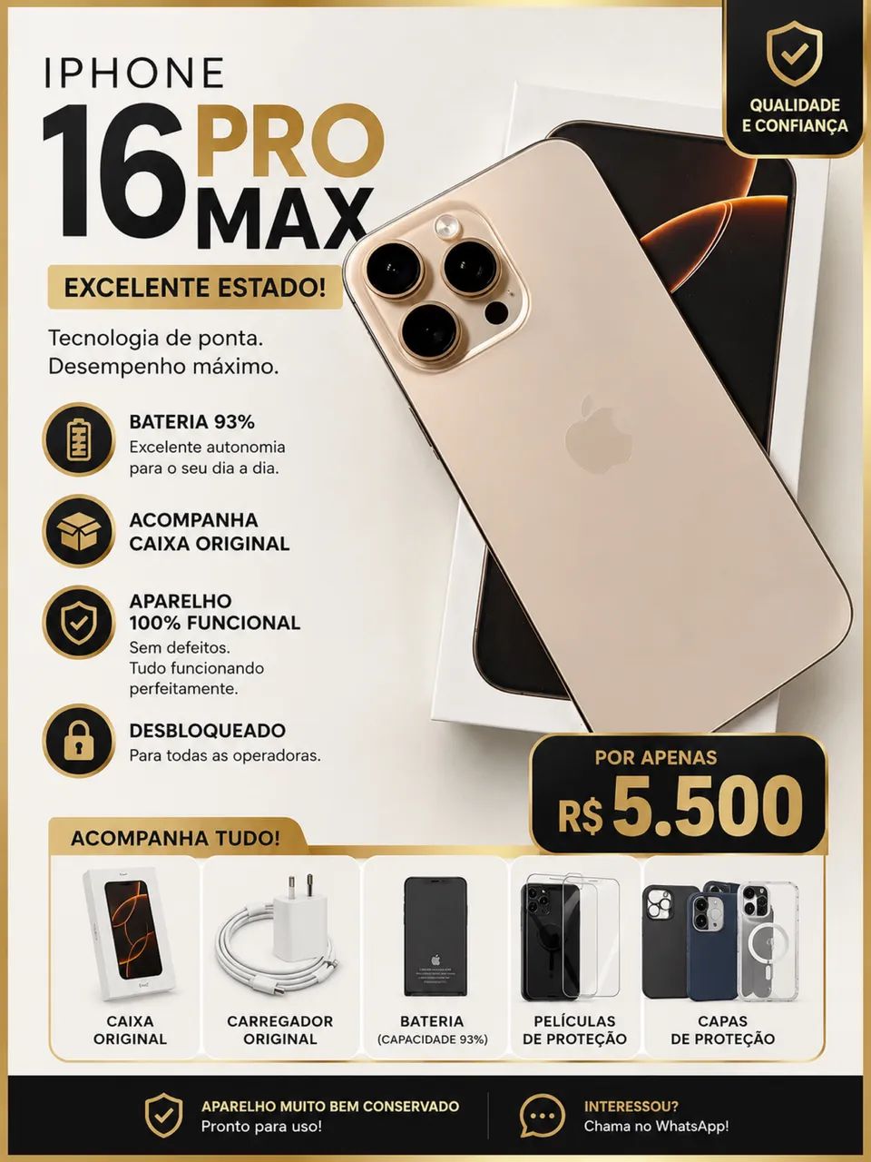 Vendo iPhone 16 pro Max com caixa - Foto 2