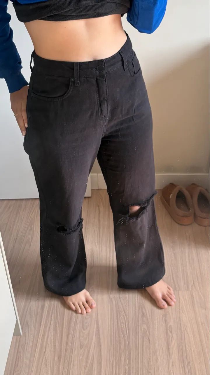 CALÇA WIDE LEG PRETA  - Foto 2