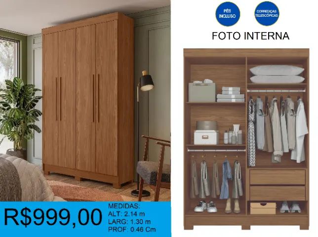 Roupeiro com pés inclusos - frete gratuito  - Foto 2