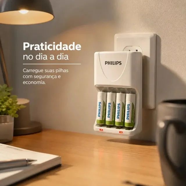 Carregador De Pilhas AA E AAA Philips Bivolt Original - Foto 5
