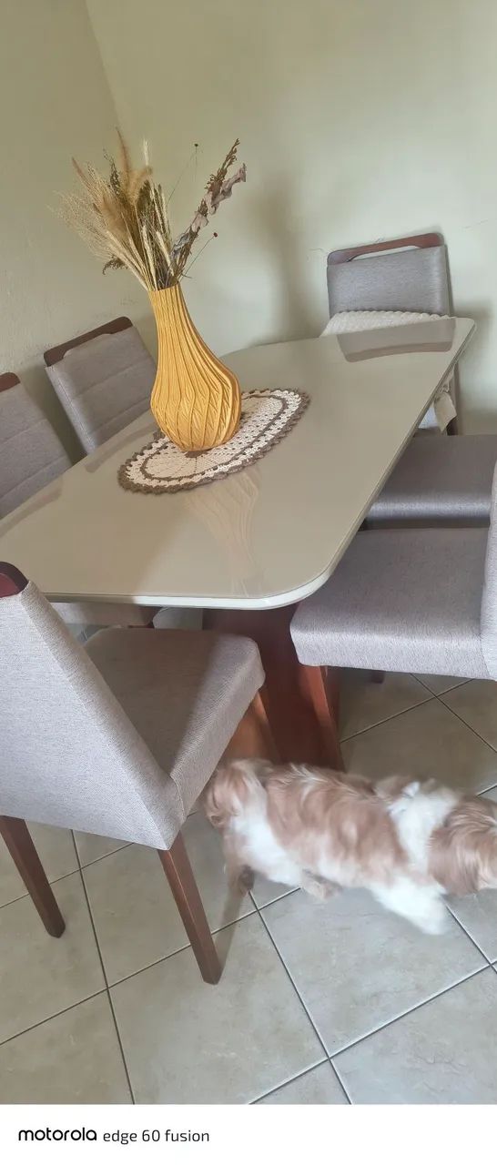 Mesa com 6 cadeiras estofadas  - Foto 4