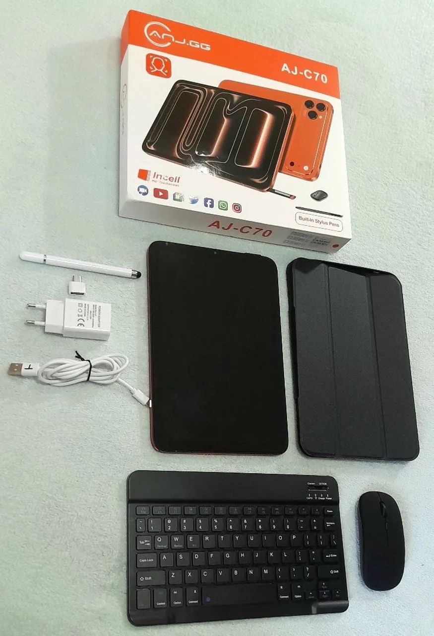 1 Tablet Tela Grande 10.1" com Caneta, Teclado, mouse e Capa Protetora