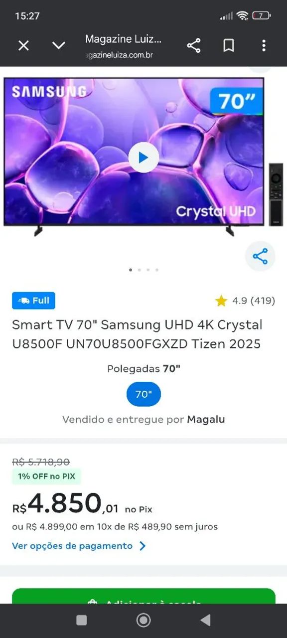 Tv 70 Samsung, nova com a caixa. - Foto 5