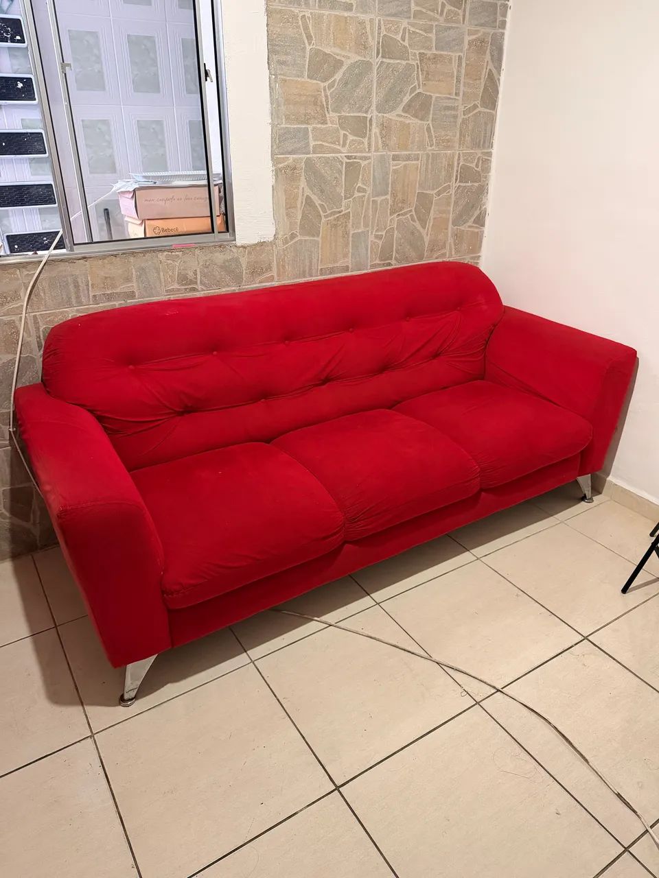 Sofá Vermelho 3 lugares 