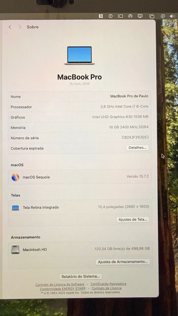 MacBook Pro 15 - i7 6 core - TouchBar - 16gb DDR4 - 512ssd - 2018 - Vídeo dedicado - Foto 2