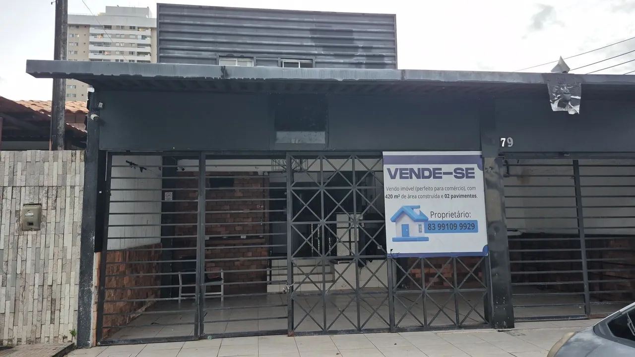 Ponto Comercial 420m2, 02 pavimentos e a 100m da Av. Epitacio Pessoa. 