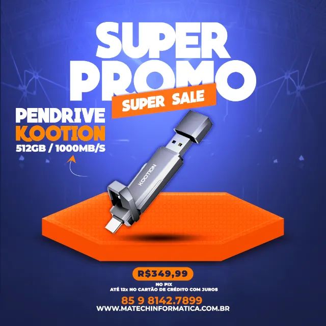 Pen Drive KOOTION USB 3.2 Gen 2 Type-C 512GB - 1000MB/s - SSD Portatil