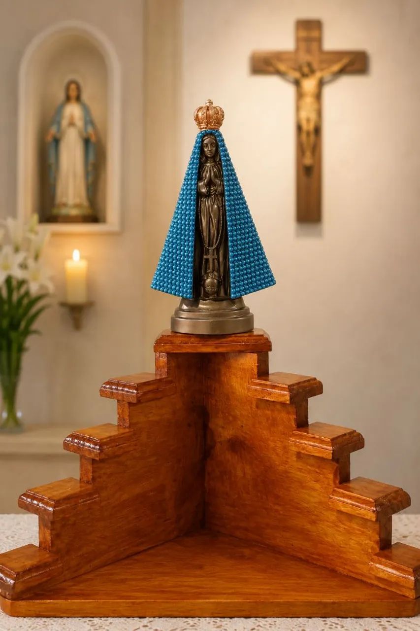 Altar de oração cristão de madeira rústico 