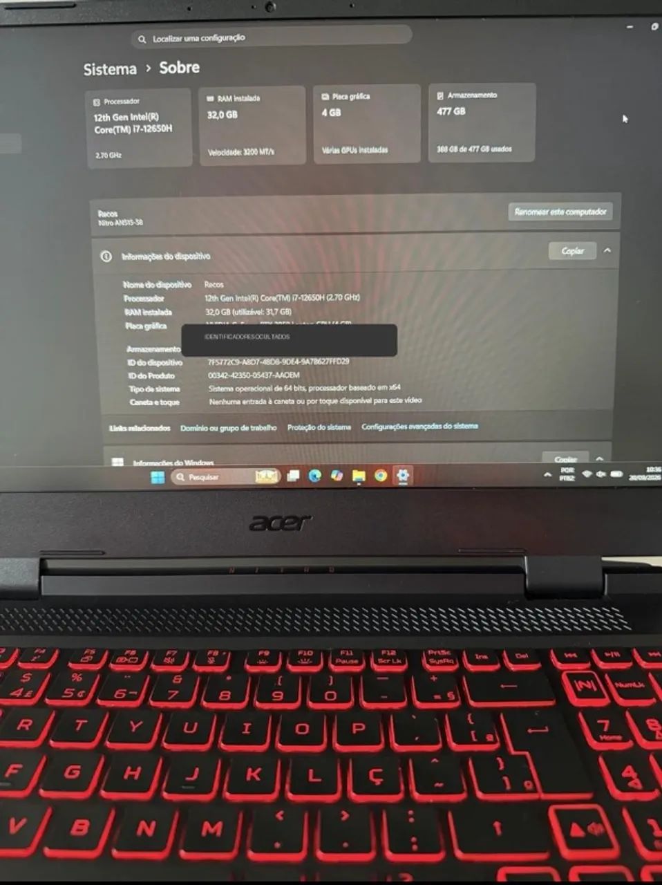 Acer Nitro 5 An515-58 I7 + Rtx 3050 + 32 Gb Ram - Foto 2