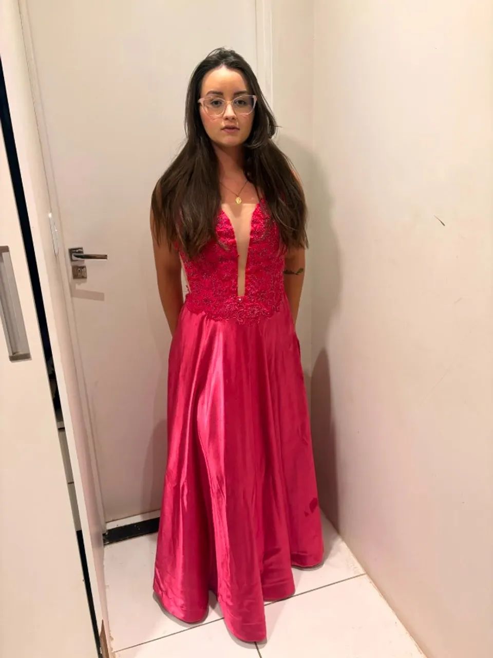 Vestido de festa rosa pink