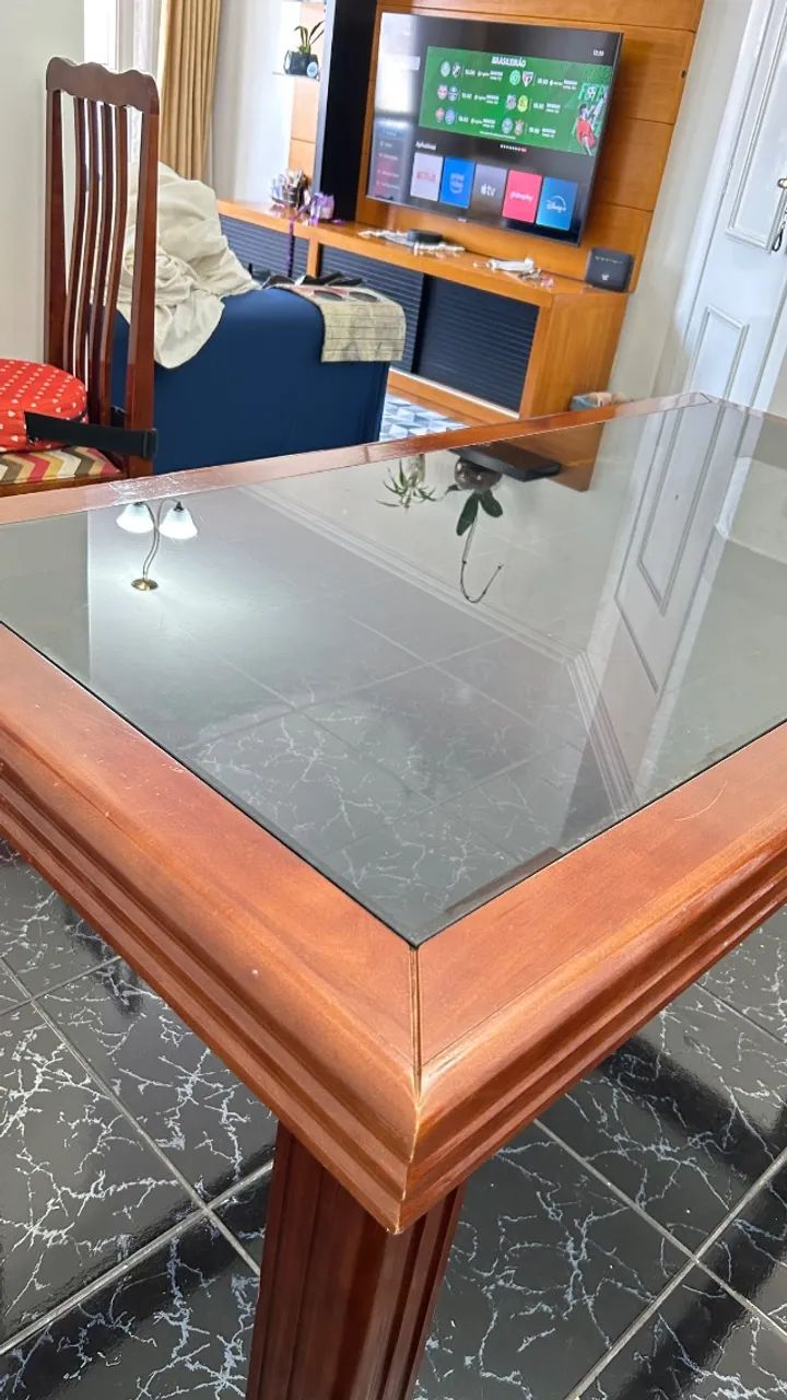 Mesa de Jantar Diana Marabraz com Tampo de Vidro - Foto 4