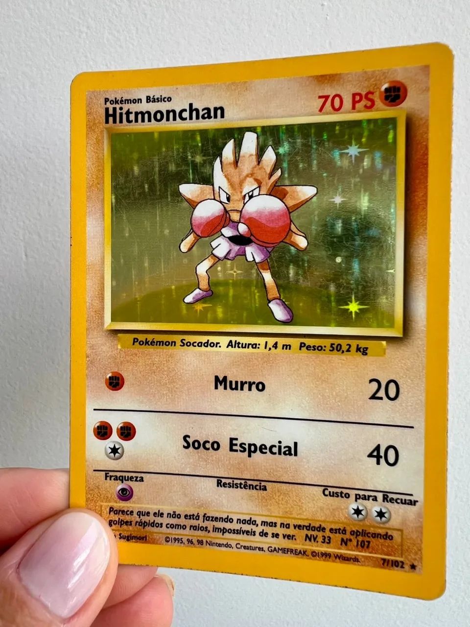 Hitmonchan Holográfico 7/102 - Base Set - PT-BR - Original Wizards 1999