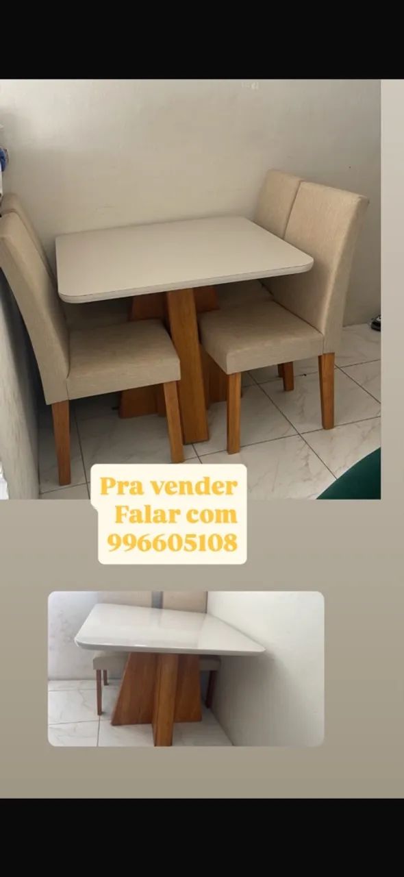 Mesa de vidro vidro 4 cadeiras 