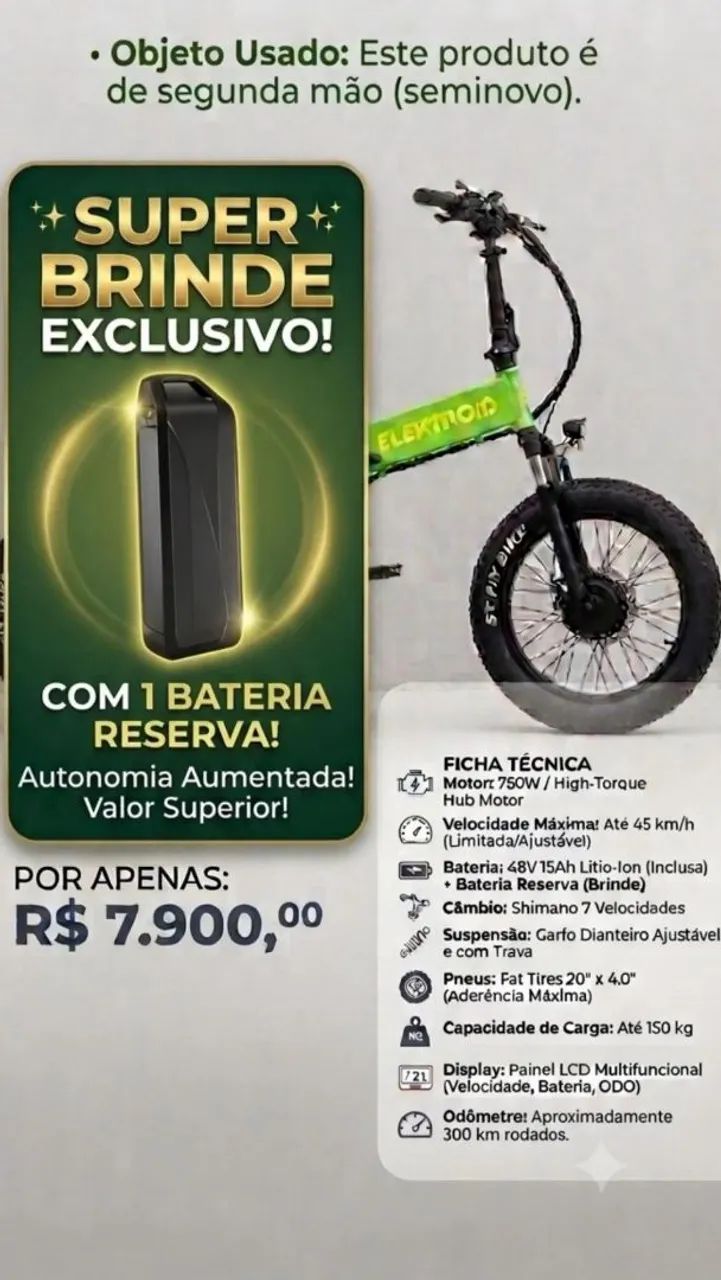 BICICLETA ELÉTRICA DOBRÁVEL  - Foto 2