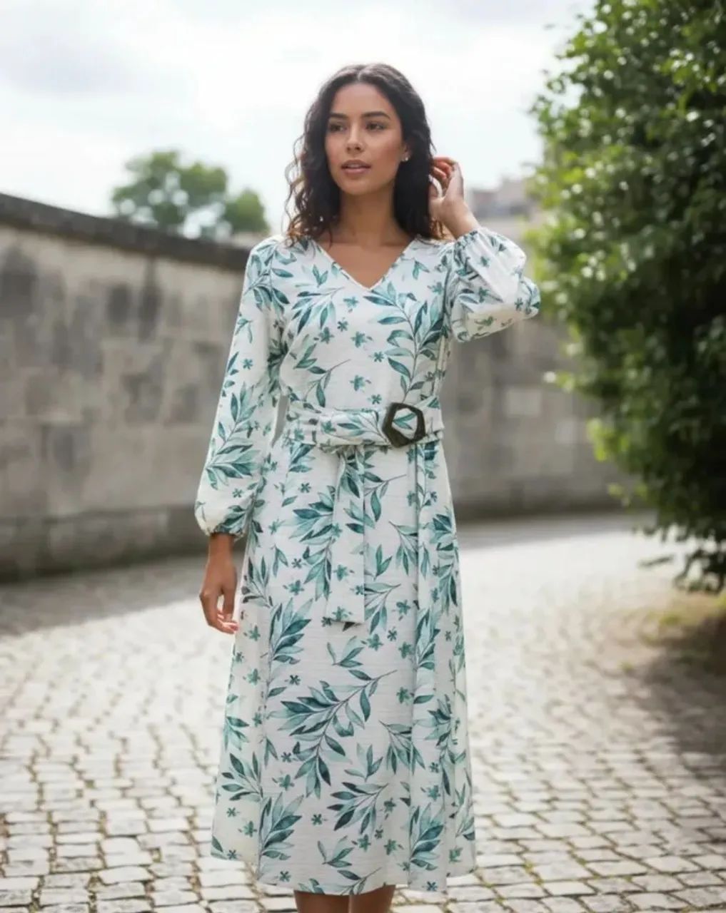 vestido midi estampado folhas m - Foto 4