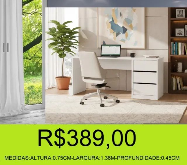 Escrivaninha - 3 gavetas - compre hoje e receba em até 72 horas 