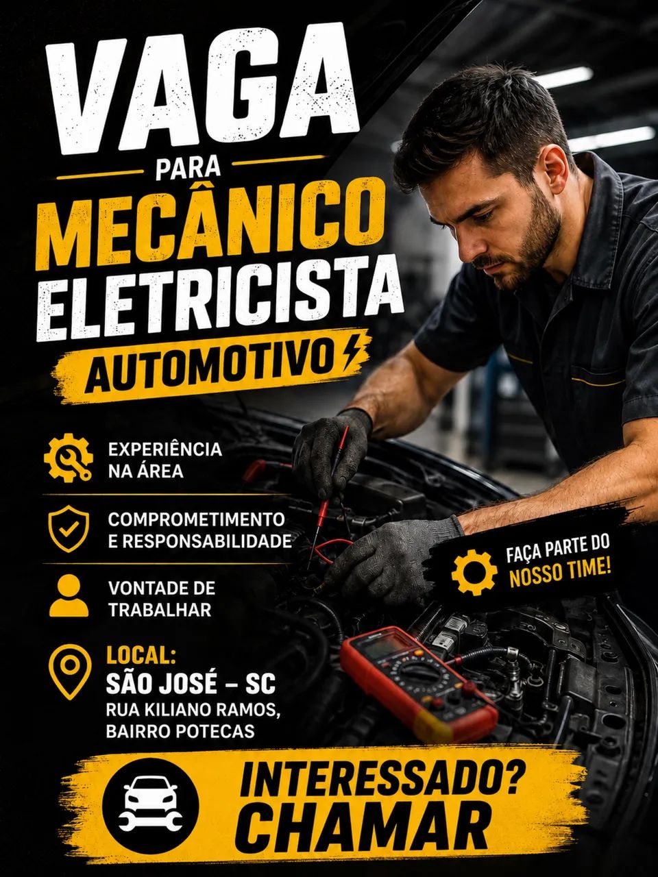 VAGA PARA MECÂNICO ELETRECISTA