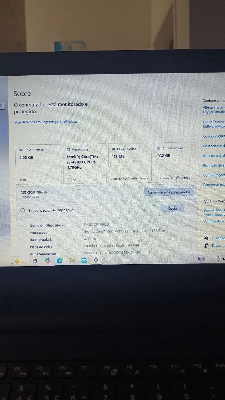 Notebook Dell 14 polegadas 4 de ram e 1 tera de HD, processador i5 geração. Frete grátis  - Foto 4