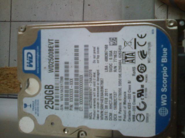 HD de 250 GBs para Notebook