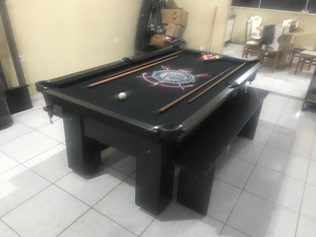 Mesa de Redes Cor Preta Tecido Preto Logo Corinthians Mod. GKXY2450