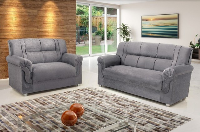 Sala Conjunto Sofá 2x3 Lugares 170cm -Marron , Cinza e Vermelho  - Foto 3