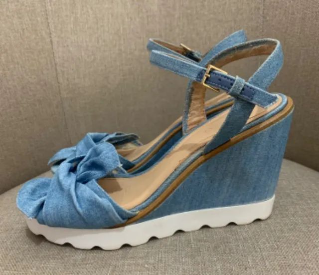 (Arezzo 37) Sandália Anabela Jeans Arezzo - Foto 5